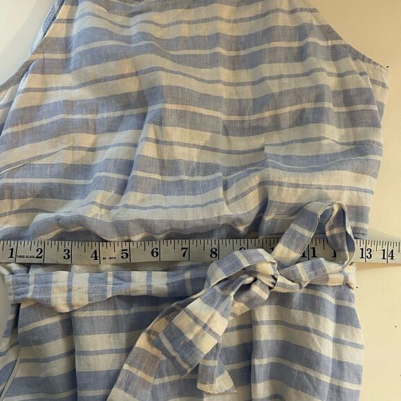 Sigrid Olsen 100% Linen Blue White Striped Halter Midi Summer Dress Size 4 - Picture 9 of 10